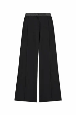 Victoria Beckham CZARNY Spodnie z satynowym pasem