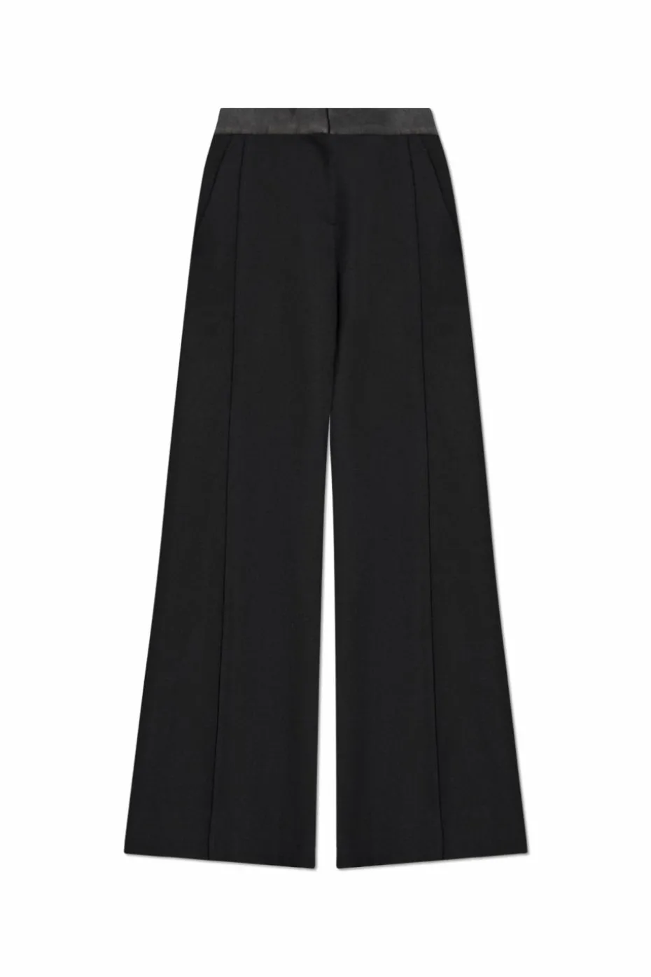 Victoria Beckham CZARNY Spodnie z satynowym pasem