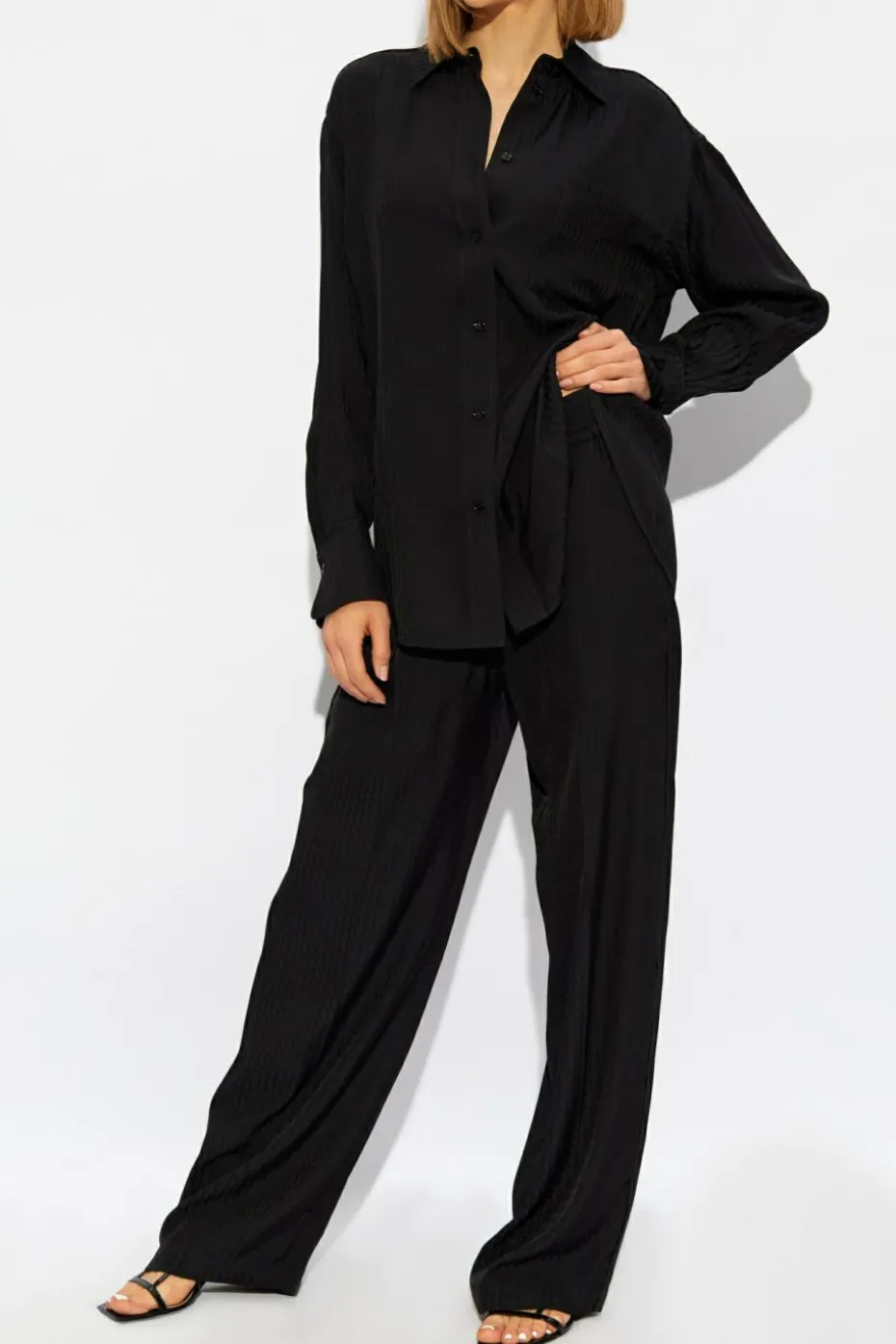 Victoria Beckham CZARNY Spodnie z logo
