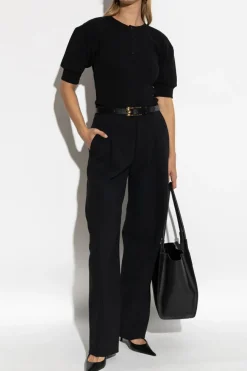 Victoria Beckham CZARNY Spodnie z zaszewkami
