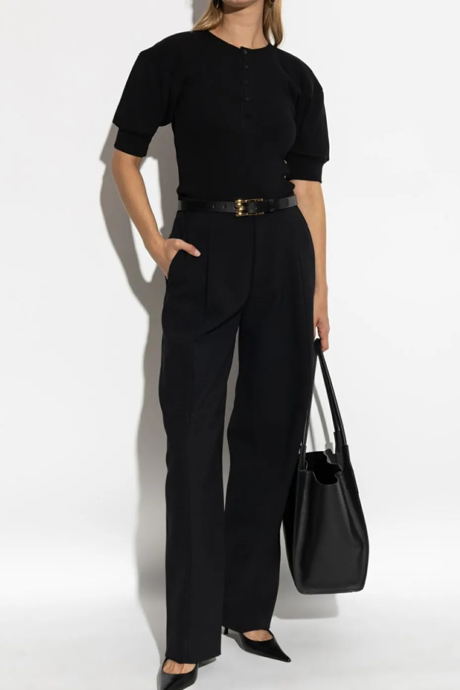 Victoria Beckham CZARNY Spodnie z zaszewkami