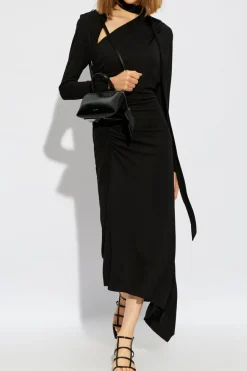 Victoria Beckham CZARNY Sukienka z drapowaniem