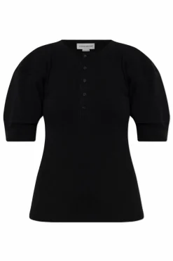 Victoria Beckham CZARNY Top z dekoltem zapinanym na guziki