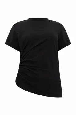 Victoria Beckham CZARNY T-shirt z drapowaniem z boku