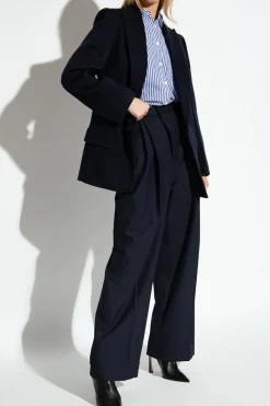 Victoria Beckham GRANATOWY Spodnie w kant