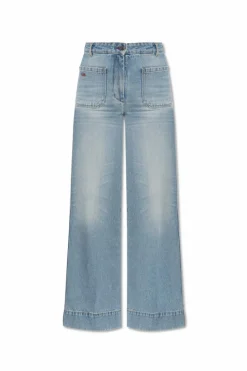 Victoria Beckham jasnoniebieski Jeansy z logo