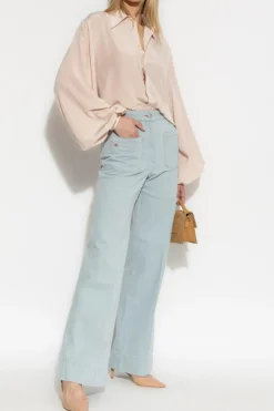 Victoria Beckham jasnoniebieski Jeansy z logo