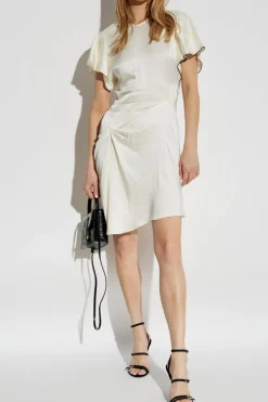 Victoria Beckham kremowy Sukienka z drapowaniem