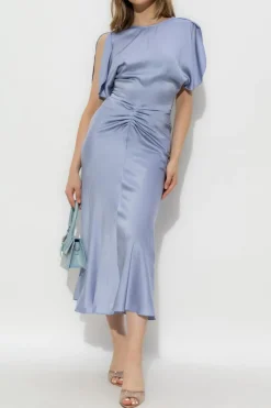 Victoria Beckham NIEBIESKI Sukienka z drapowaniem w talii
