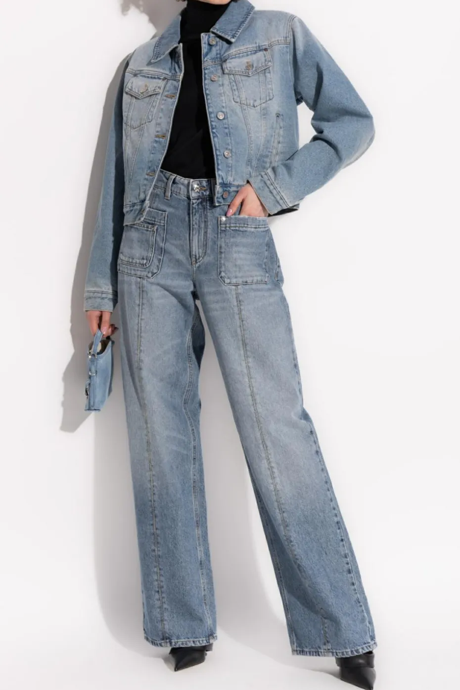 Victoria Beckham NIEBIESKI Jeansowa kurtka