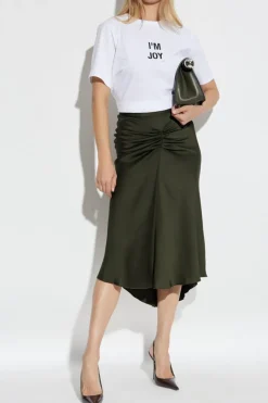 Victoria Beckham ZIELONY Spódnica z drapowaniem