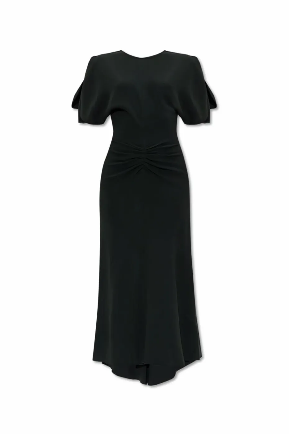 Victoria Beckham ZIELONY Sukienka z drapowaniem w talii