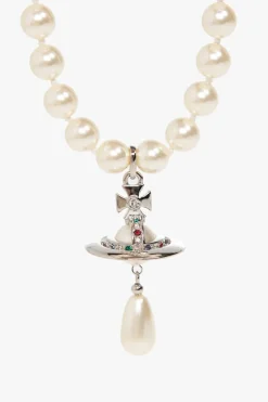 Vivienne Westwood BIAŁY Choker z zawieszką