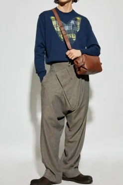 Vivienne Westwood GRANATOWY Sweter z kaszmirowym wykończeniem