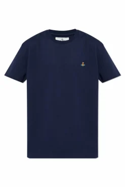 Vivienne Westwood GRANATOWY T-shirt z logo