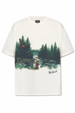 Woolrich BIAŁY T-shirt z nadrukiem