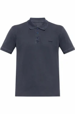 Woolrich GRANATOWY Polo z wyszytym logo