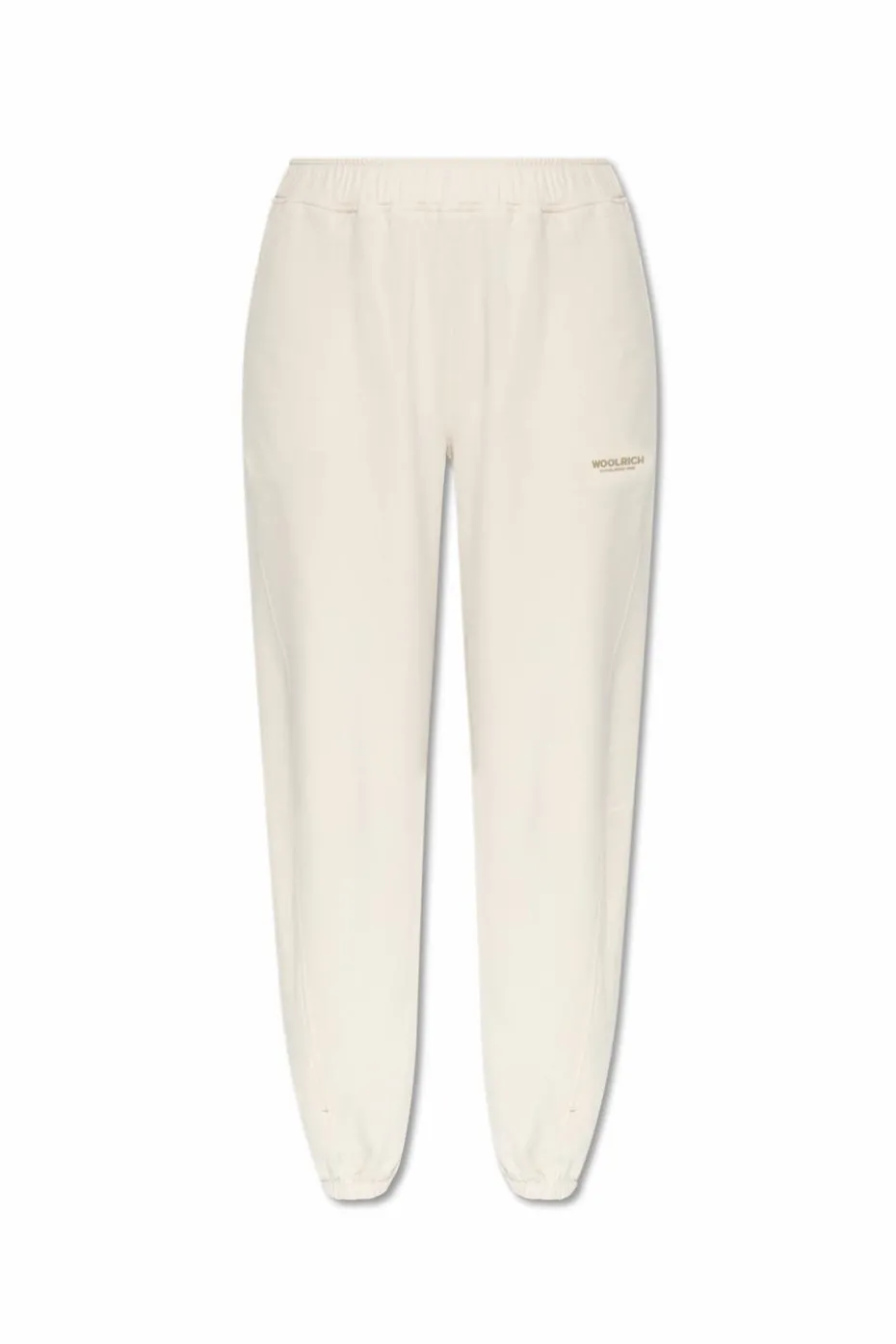 Woolrich kremowy Spodnie dresowe z nadrukowanym logo