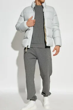 Woolrich SZARY Spodnie dresowe z nadrukowanym logo