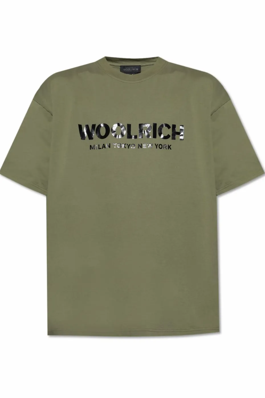 Woolrich ZIELONY T-shirt z logo