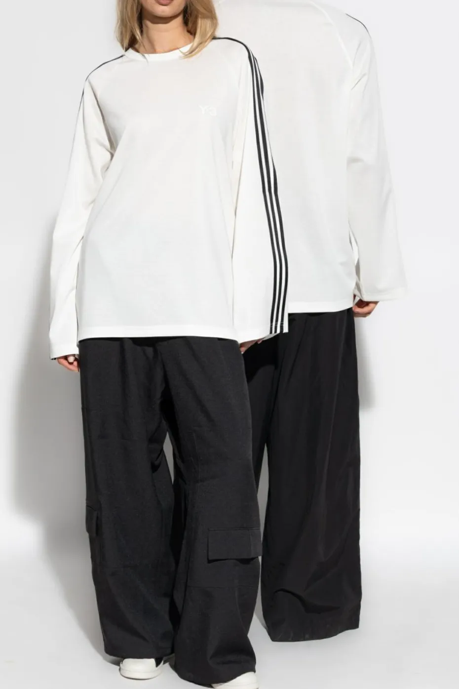 Y-3 BIAŁY T-shirt typu `oversize`