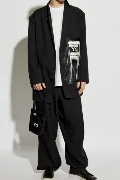 Y-3 BIAŁY T-shirt z długimi rękawami