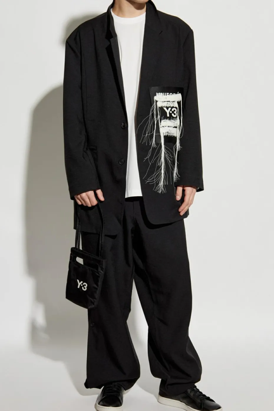 Y-3 BIAŁY T-shirt z długimi rękawami