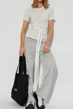 Y-3 BIAŁY T-shirt z trokami