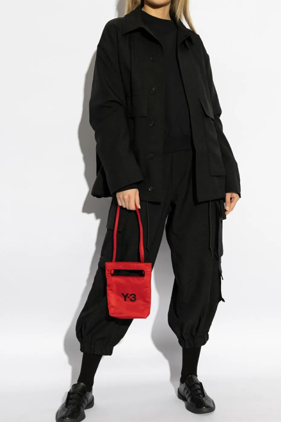 Y-3 CZARNY Bluza z kapturem