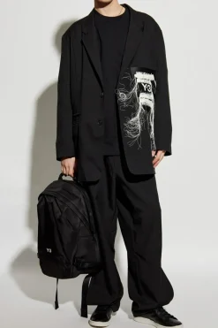 Y-3 CZARNY Bluza z nadrukowanym logo