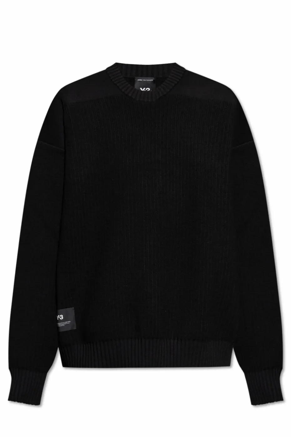 Y-3 CZARNY Prążkowany sweter