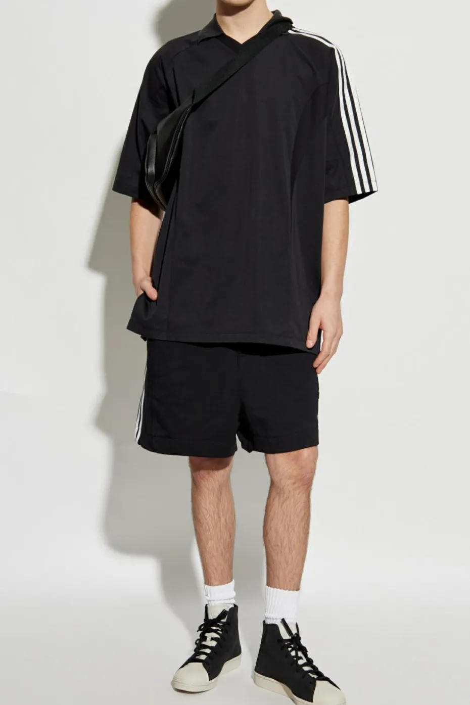 Y-3 CZARNY Szorty z kieszenią z tyłu
