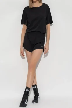 Y-3 CZARNY Szorty z perforacją