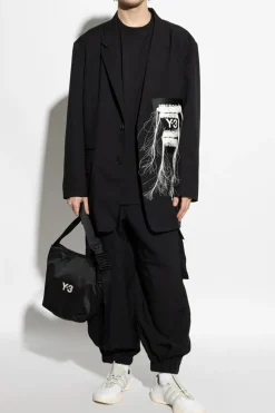 Y-3 CZARNY T-shirt z długimi rękawami