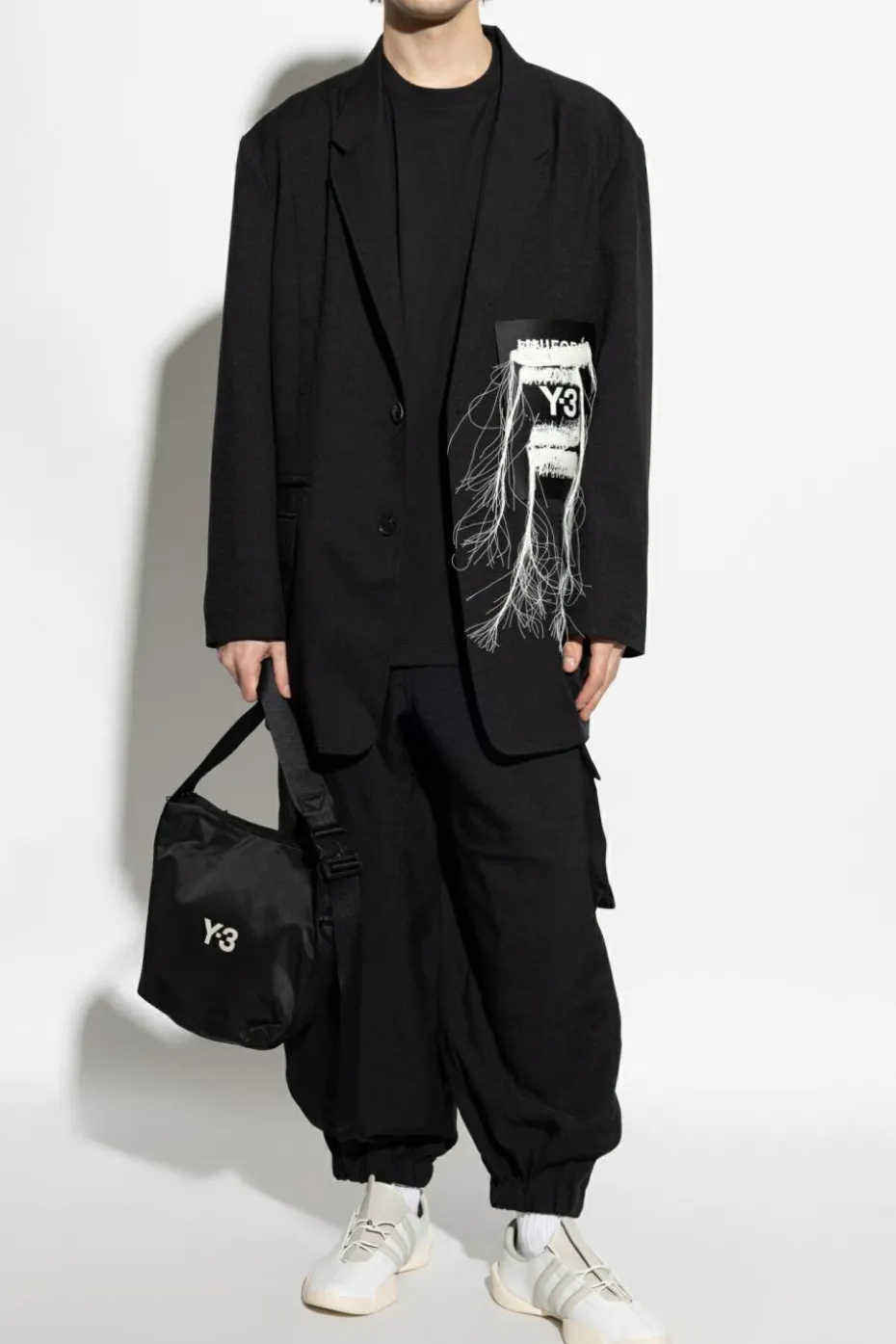 Y-3 CZARNY T-shirt z długimi rękawami