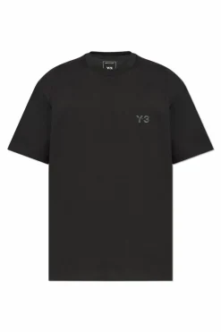 Y-3 CZARNY T-shirt z nadrukowanym logo