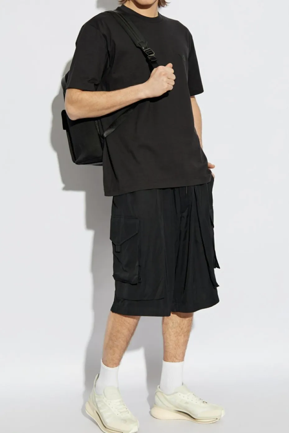 Y-3 CZARNY T-shirt z nadrukowanym logo