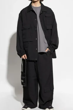 Y-3 SZARY T-shirt z nadrukiem