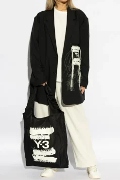 Yohji Yamamoto BIAŁY T-shirt z nadrukiem