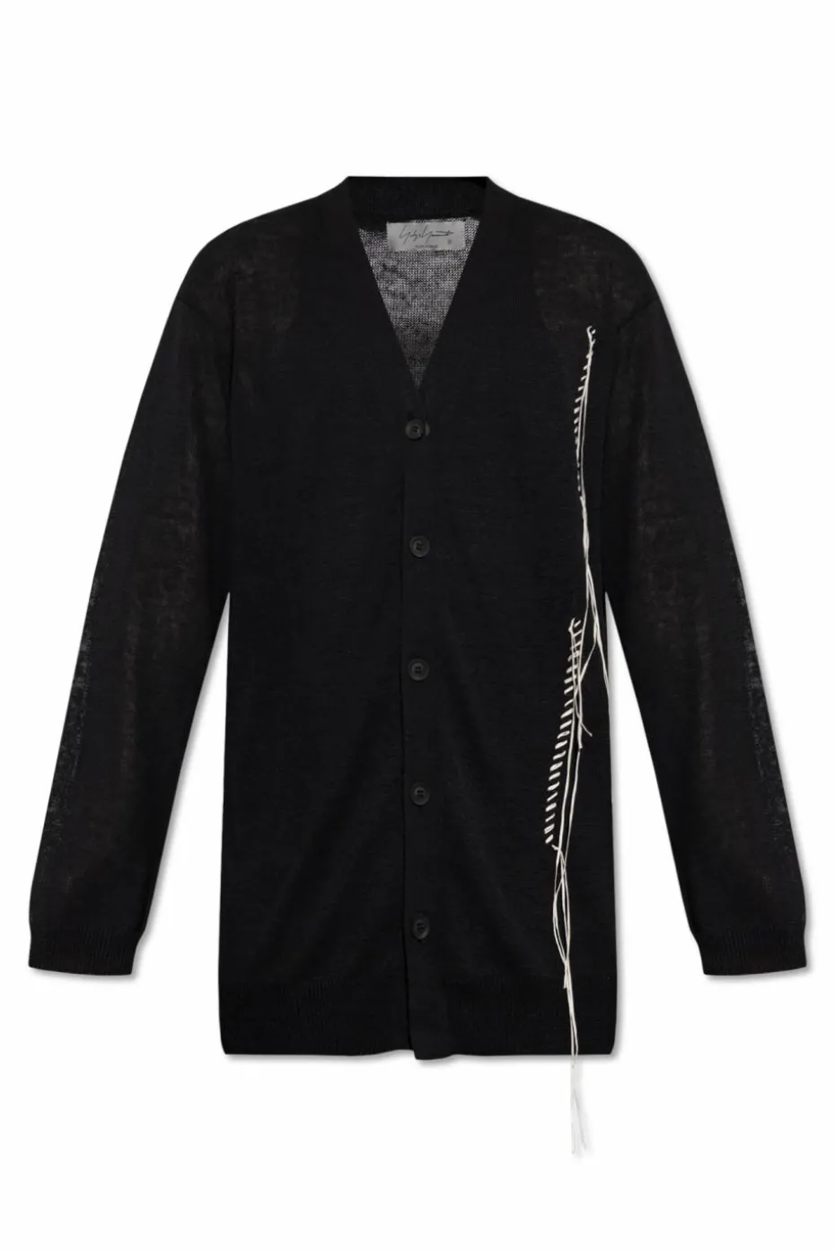 Yohji Yamamoto CZARNY Kardigan z frędzlami