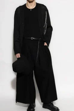 Yohji Yamamoto CZARNY Kardigan z frędzlami