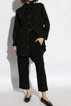 Yohji Yamamoto CZARNY Spodnie z szerokimi nogawkami