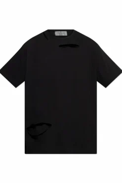 Yohji Yamamoto CZARNY T-shirt z efektem `vintage`