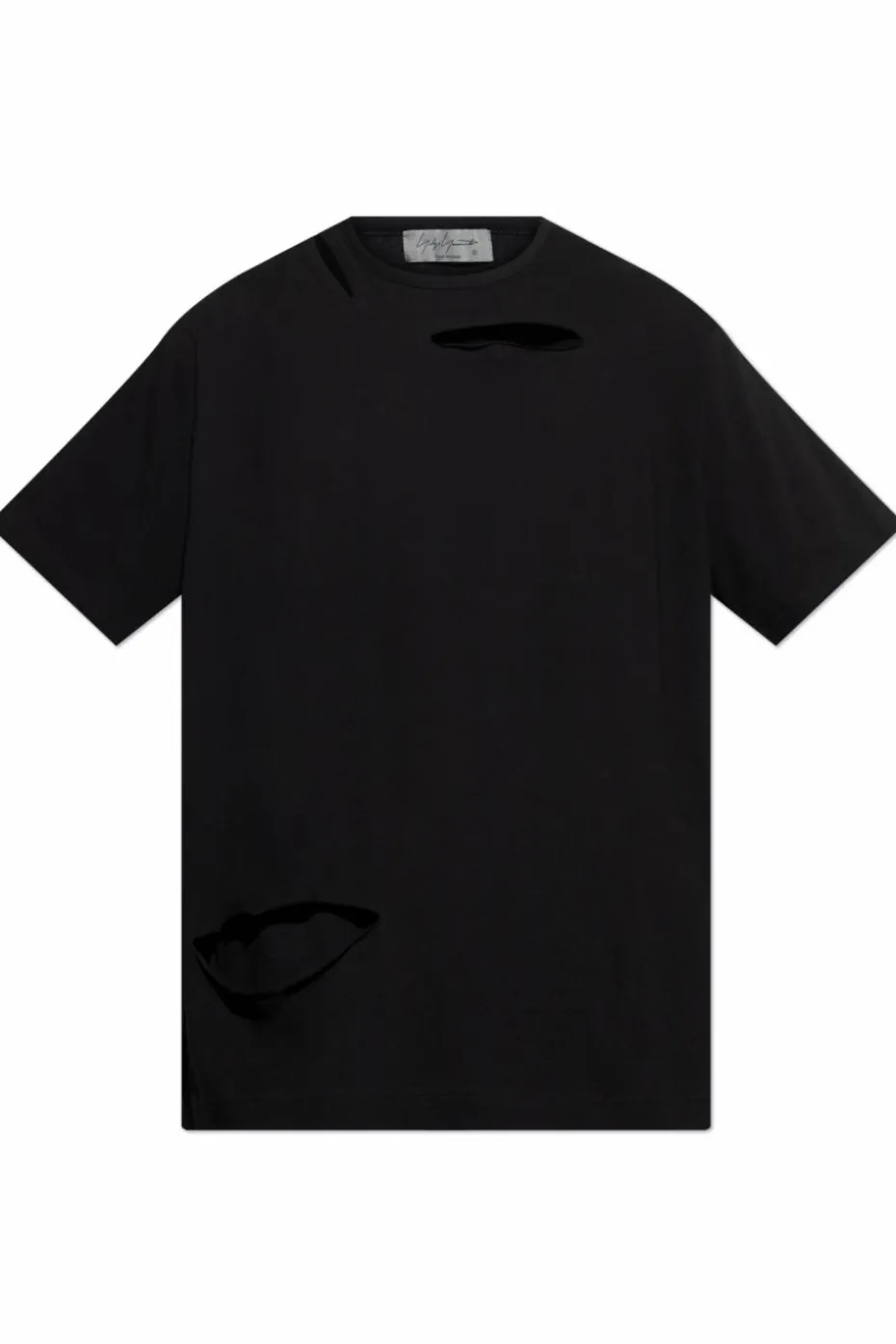 Yohji Yamamoto CZARNY T-shirt z efektem `vintage`
