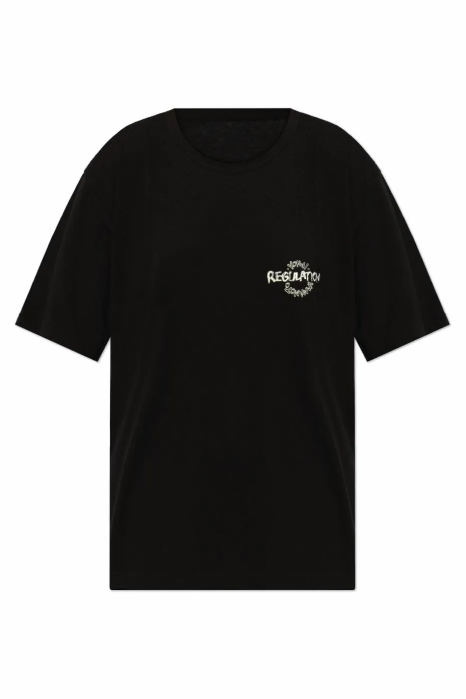 Yohji Yamamoto CZARNY T-shirt z nadrukiem