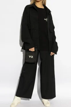 Yohji Yamamoto CZARNY T-shirt z nadrukiem