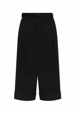 Yohji Yamamoto CZARNY Wełniane bermudy