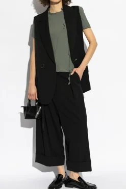 Yohji Yamamoto CZARNY Wełniane bermudy