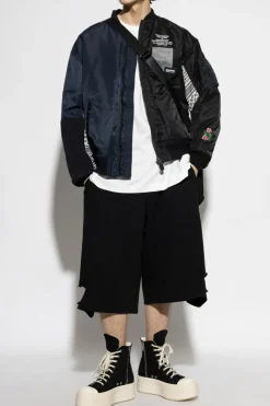 Yohji Yamamoto GRANATOWY Ocieplana kurtka typu `bomber`