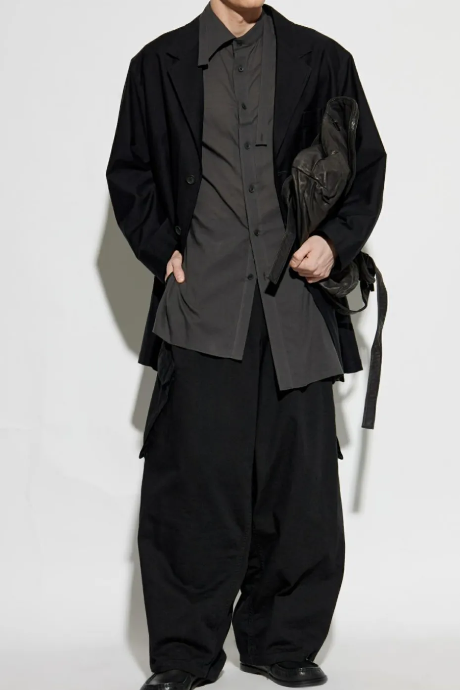Yohji Yamamoto SZARY Koszula z kieszenią